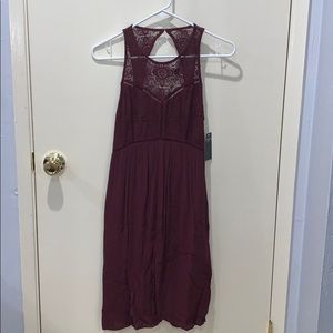 Abercrombie & Fitch Burgundy A-line Midi Dress